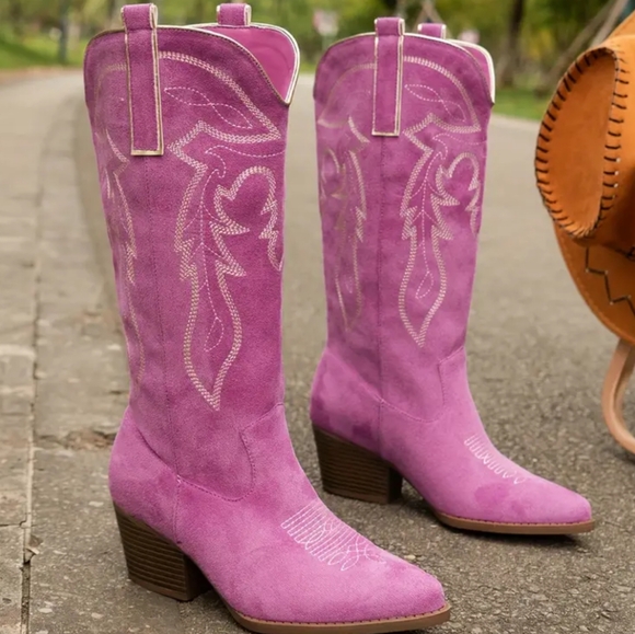 Free Spirit Boutique 727 Shoes Womens Rose Pink Faux Suede Cowboy